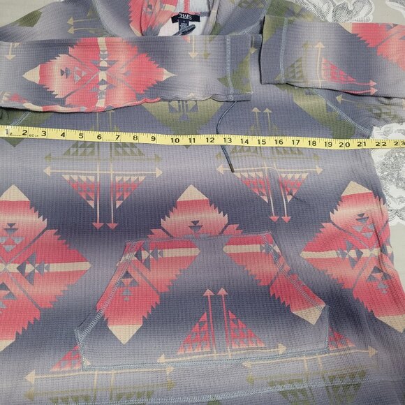 Chaps Blue/Green/Peach Cotton Pull Over Hooded Sweatshirt/Top Medium EUC - Picture 4 of 8